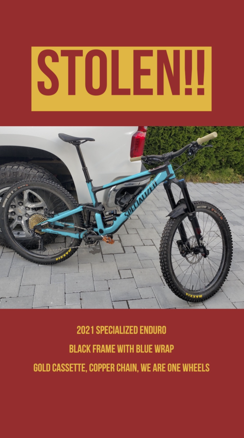 STOLEN - Teal Specialized Enduro  in Bellingham, WA bikeindex.org/bikes/1341722
