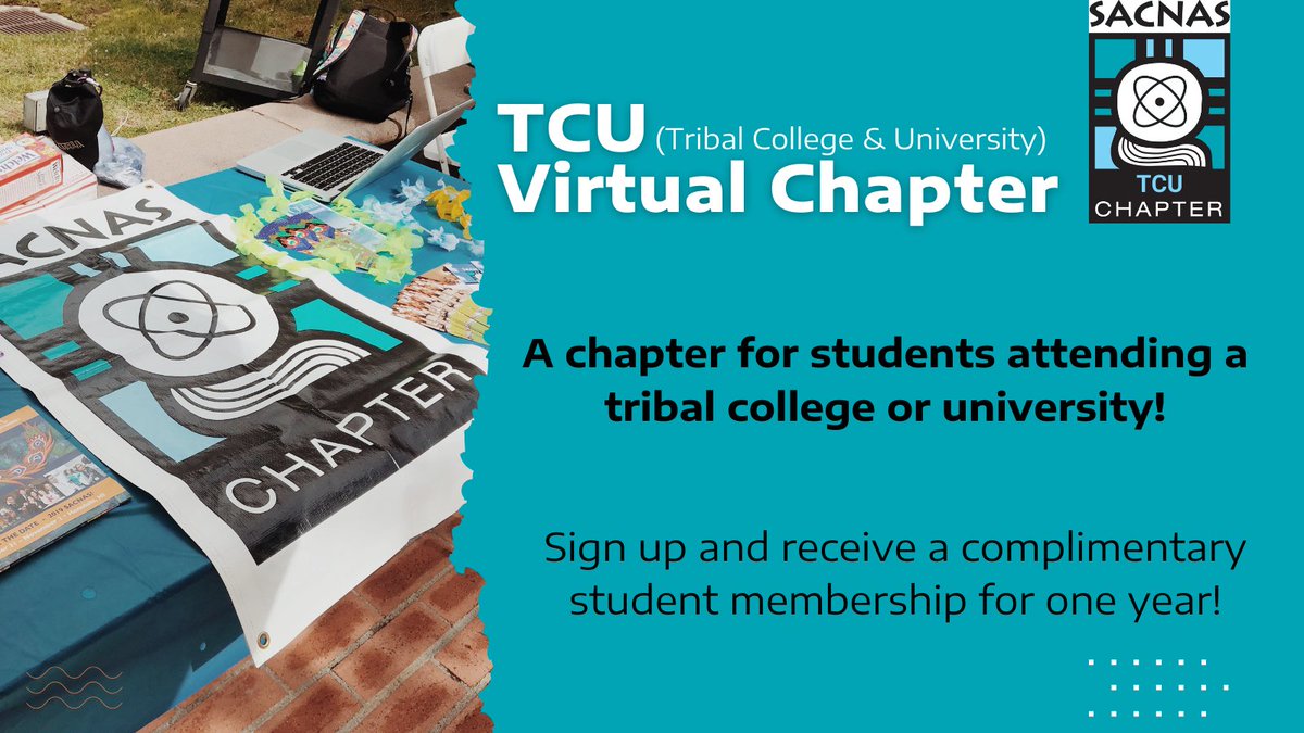 SACNAS's tweet photo. SACNAS has a new virtual chapter for our friends at #TCUs! 🎉 Access the national network & lay the foundation for starting a #SACNASchapter on your campus plus for a limited time get a FREE one year student membership! Learn more >> https://t.co/cymNh9HsjZ
#NativeStudents https://t.co/qQ6q2466Tw
