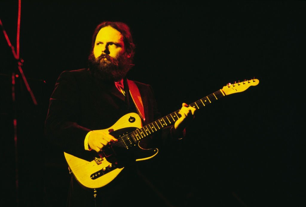 Denny Dias performing with Steely Dan at the Rainbow Theatre, London, UK, 1974