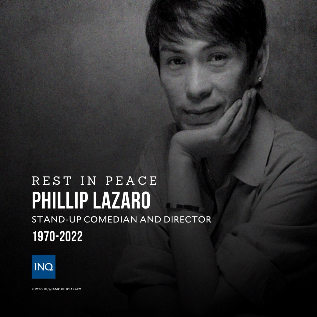 inquirerdotnet's tweet photo. REST IN PEACE. Veteran stand-up comedian, actor and director Phillip Lazaro has passed away.

Story soon on https://t.co/ApC1ZbirbY https://t.co/lRBRCcJMAo
