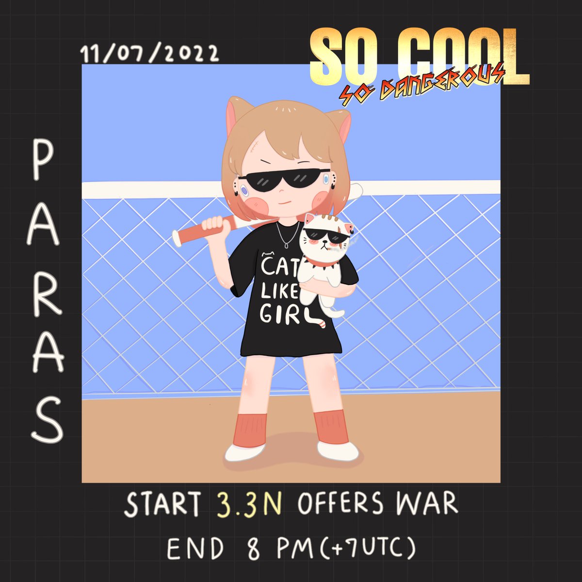 Hey guy, You better watch it!
🌟Offers War Start 3.3 N (11/07/2022)
🌟END 8 PM (+7UTC)
ใครที่ Offer มาในราคาสูงสุดในเวลา 2 ทุ่มนี้ก็จะได้การ์ดไปเล้ยย แต่ถ้าไม่มีก็จะลงขายปกติฮะ
Available on @ParasHQ 
paras.id/token/x.paras.…
Cat lover Community
linktr.ee/tenno_maruta
#NFTProjects