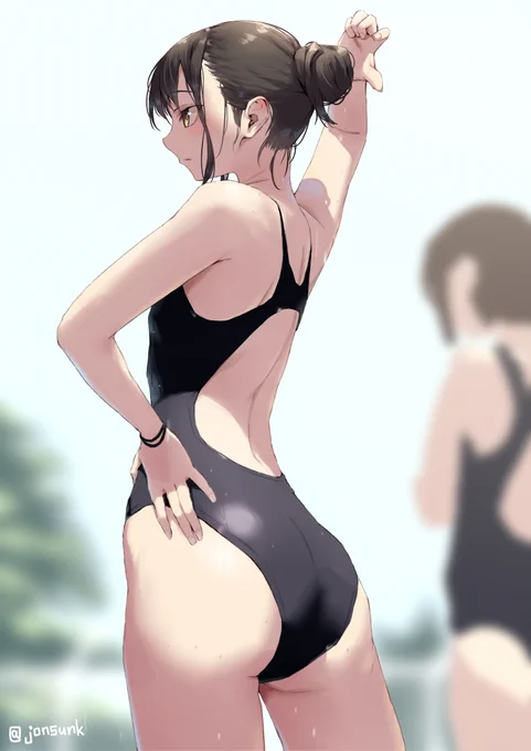 お背中がよろしい競泳女子 
