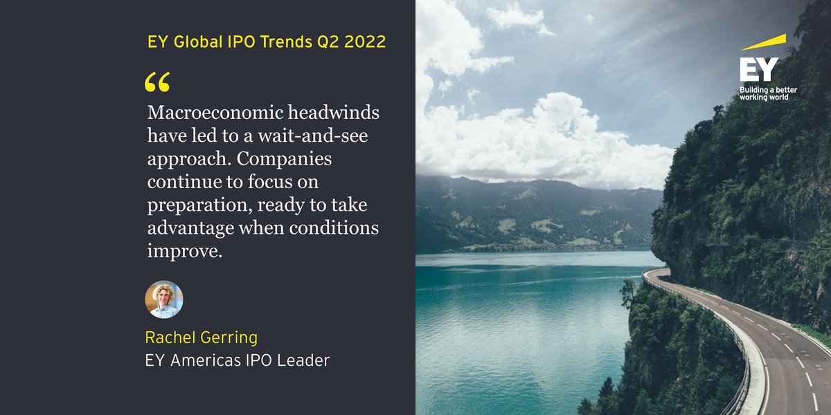 IPO activity in the Americas saw a sharp decline in Q2 2022 compared to Q2 2021, with deals down 73% (41 IPOs) and proceeds down by 95% (US$2.5b). Read the EY Global IPO Trends Q2 2022 out now: spr.ly/6019zlqUb #IPOreport