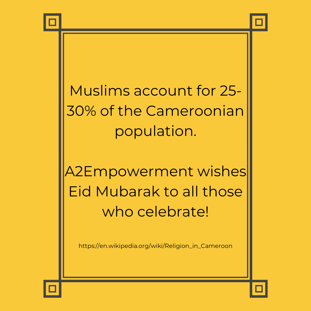 a2empowerment's tweet photo. A2Empowerment wishes Eid Mubarak to all those who celebrate! 

A2Empowement is promoting the Cameroonian culture by posting on holidays important to its residents.
#educatetoempower #education #Cameroon https://t.co/nKQcsDcSX0