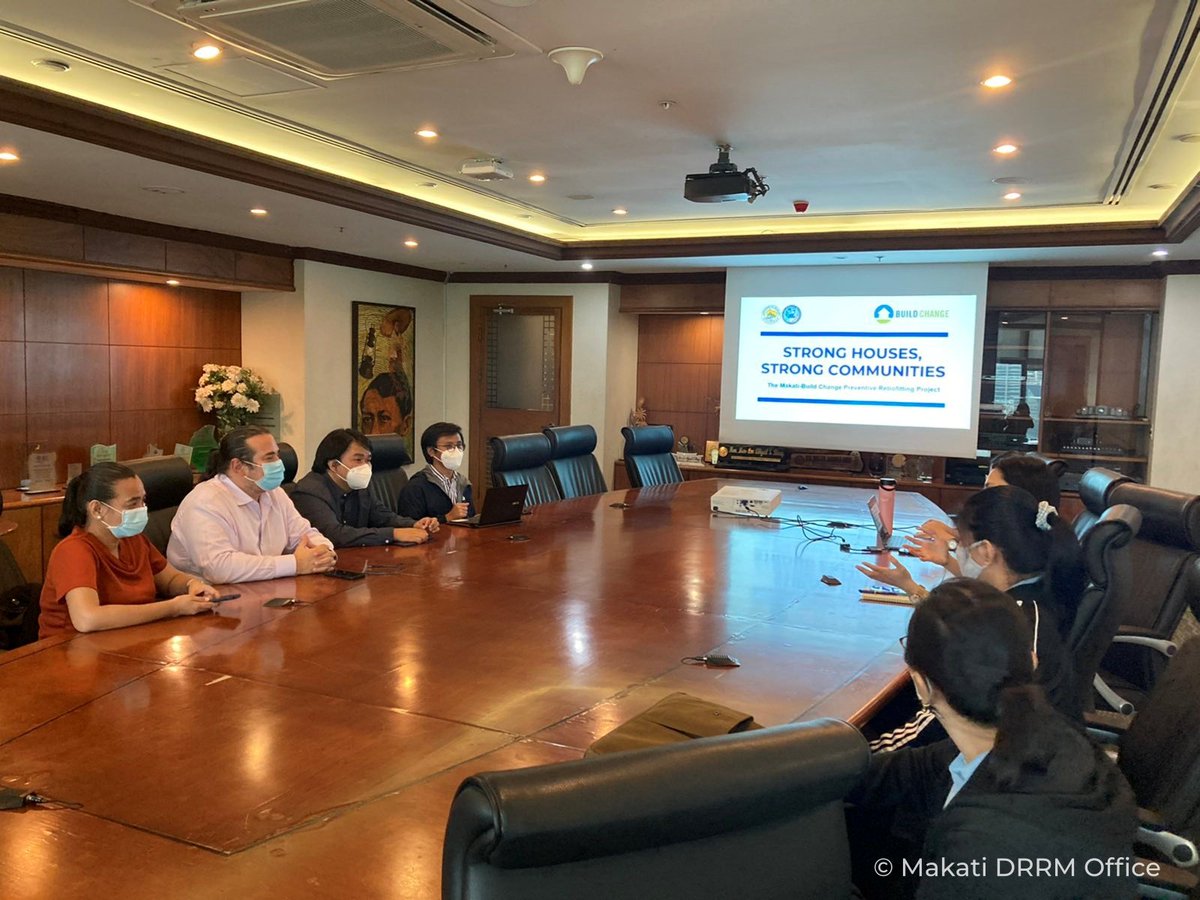 BuildChangePH's tweet photo. Juan Caballero, VP - Programs from Build Change met with the City Government of Makati to discuss accomplishments & the next steps needed to take for the realization of #PreventiveRetrofittingProgram to help #Makatizens retrofit their homes in preparation for disasters. #NDRM2022 https://t.co/funD4cypfZ
