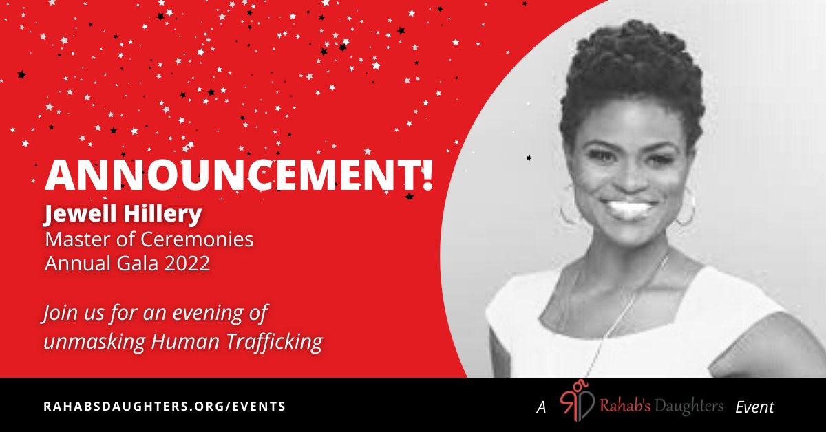We are excited to welcome @HilleryJewel as the Emcee at the Rahab's Daughters Annual Gala 2022. 

Please join us in welcoming Jewell to our Annual Gala 2022 by purchasing your tickets here: rahabsdaughters.org/2022-gala/

#gala #fundraiser #nonprofit #charity #emcee #chicago #schaumburg