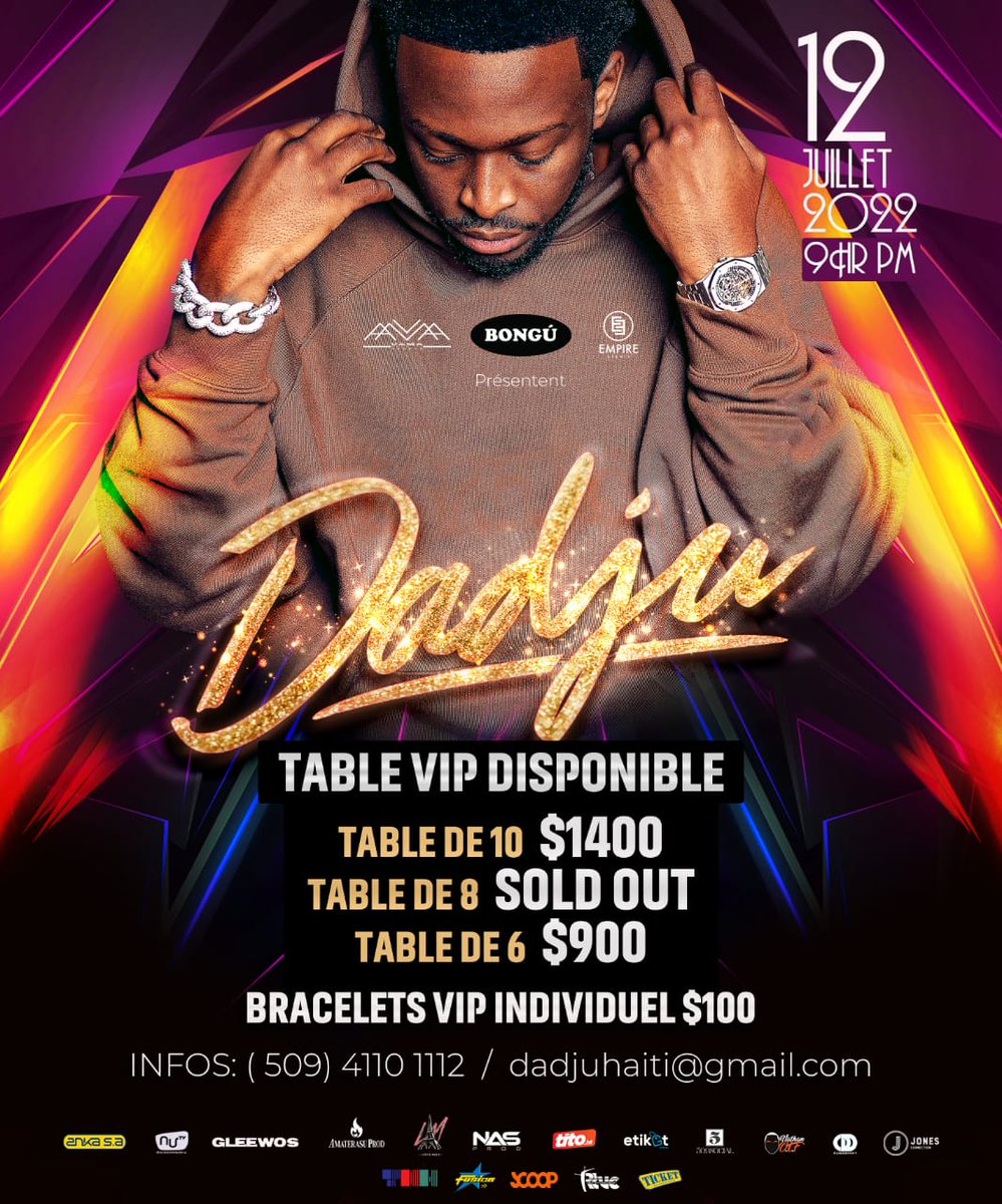 Alafolixxx's tweet photo. BY POPULAR DEMAND WE ADDED A LIMITED AMOUNT OF VIP TABLES. 🔥 🔥
GET YOURS BEFORE THEY RUN OUT 🔥🔥🔥
#DADJU
12 Juillet à El Rancho🔥
@Dadju
#concert
#Haiti
#12Juillet
#VamaEvents
#Empire_Events_Haiti https://t.co/eu96FqJ5ld
