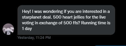 aub_pjsong's tweet photo. ⚠️STARPLANET ACCOUNT PROMOTION DEAL
🎁500 HJ
🎯@freevotingpolls must reach 10.5k followers

FINISH THIS QUICKLY BEFORE THE VOTING ENDS PLEASE! https://t.co/PLaeTbgVn5