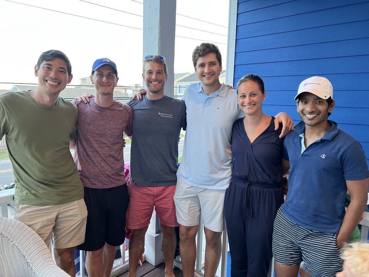 JoeMLadowski's tweet photo. Successful @DukeSurgRes research resident beach trip 2022! Missing some in person but not in spirit @JulieKosovec @SabranJMasoud @AJ_Bartholomew #somanykids #research #wellness #spiritanimals #backtothelabagain https://t.co/2Ii5z9Unhn