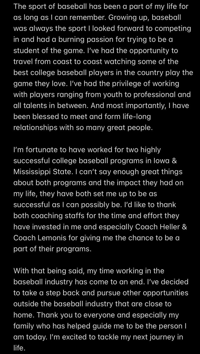 So thankful for all the baseball community has done for me over the course of my career. It’s been a pretty special ride but it’s time for something new. Thank you to everyone for making it as special as it was!