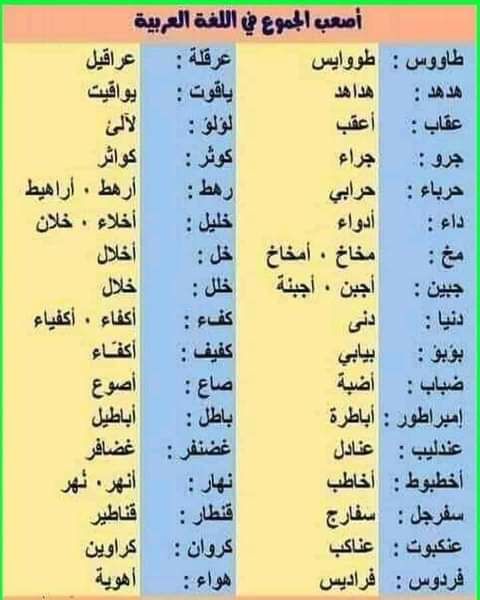 HaithamAlwazir's tweet photo. أصعب الجموع في اللغة العربية https://t.co/f5UfhTVjbP