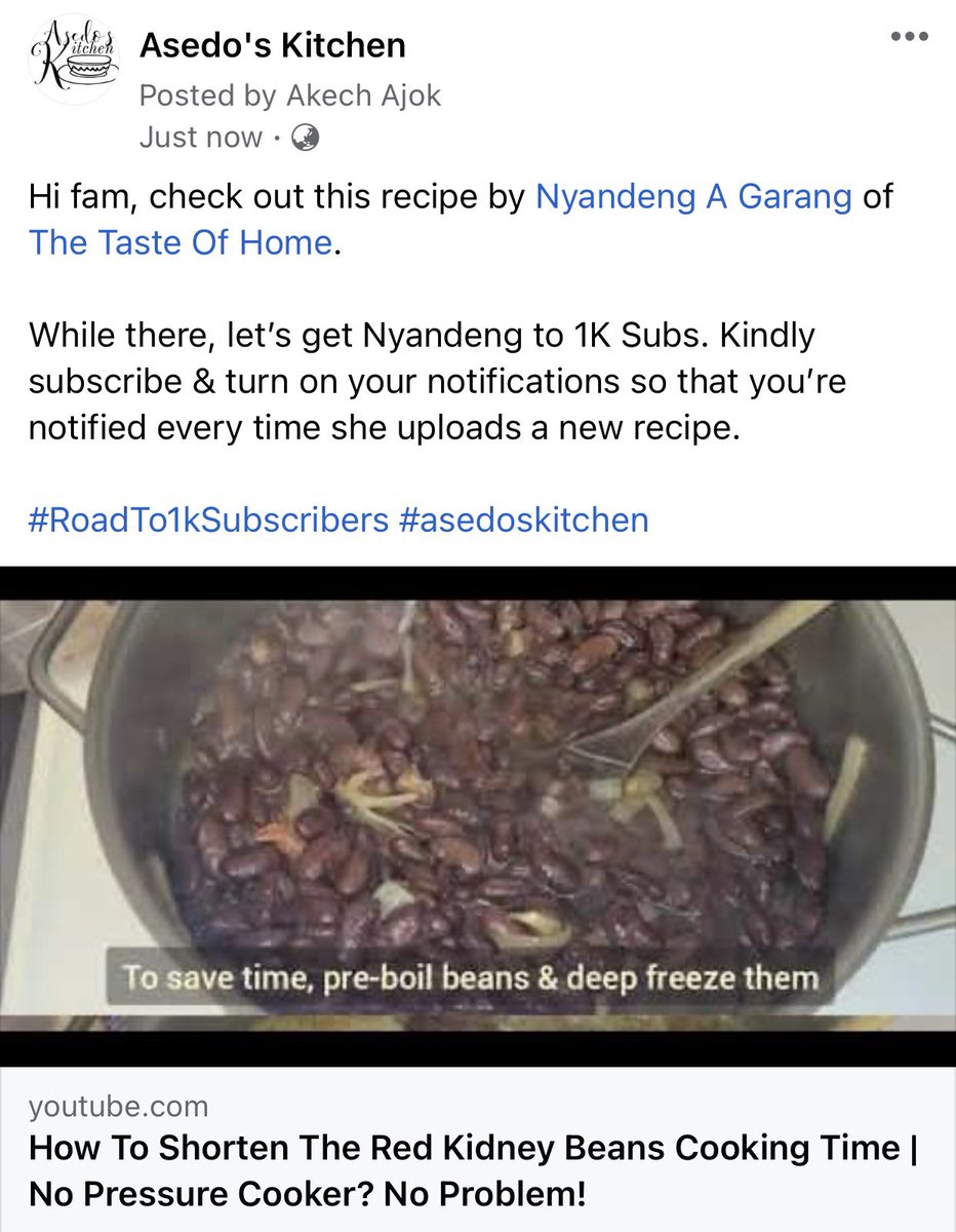 asedoskitchen's tweet photo. #SSOT 🇸🇸 thank you for your continued love &amp; support. Let’s support &amp; get @Nyandeng17 to 1K Subscribers! For more recipes visit her channel via this link ▶️ https://t.co/jwI7ScQ7uo
.
.
#RoadTo1kSubscribers 
#asedoskitchen https://t.co/HX6kVqrEnw