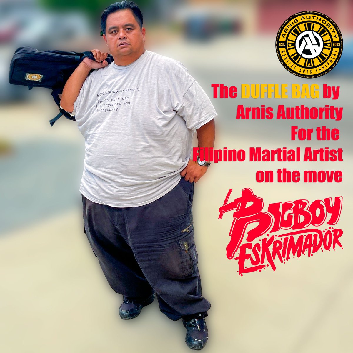 fmaschool's tweet photo. The Duffle Bag by @arnis_authority for the Filipino Martial Artist on the move.  Get 10% off your order. Type code: FMASCHOOL https://t.co/lbgEewKPvV #filipinomartialarts #eskrima #kali #arnis #bigboyeskrimador #arnisauthority #martialarts #travel https://t.co/VywdvAnZQ2
