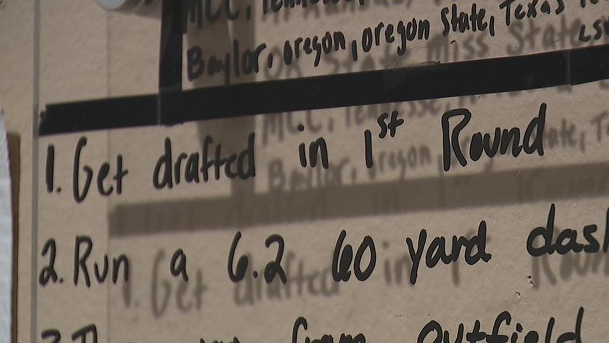 Jeff Kolb (@jeffkolbfox4) on Twitter photo Tonight on <a href="/FOX4/">FOX 4 NEWS</a> #Free4All at 10:
He was a 5-foot-5, 140 lb freshman when he wrote 'Get drafted in 1st Round' on his goal board.
Friends gave him flack.
Now <a href="/HeathHawksBB/">Heath Hawks Baseball</a> SS <a href="/jettwilliams04/">Jett Williams</a> is a projected 1st round pick in the <a href="/MLB/">MLB</a> draft July 17th.
<a href="/rockwallschools/">Rockwall ISD</a> <a href="/RHHSHawks/">Rockwall-Heath HS</a> Tonight on <a href="/FOX4/">FOX 4 NEWS</a> #Free4All at 10:
He was a 5-foot-5, 140 lb freshman when he wrote 'Get drafted in 1st Round' on his goal board.
Friends gave him flack.
Now <a href="/HeathHawksBB/">Heath Hawks Baseball</a> SS <a href="/jettwilliams04/">Jett Williams</a> is a projected 1st round pick in the <a href="/MLB/">MLB</a> draft July 17th.
<a href="/rockwallschools/">Rockwall ISD</a> <a href="/RHHSHawks/">Rockwall-Heath HS</a>