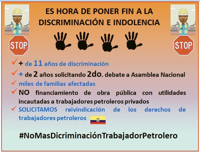 laloking19621's tweet photo. RT📲
3️⃣9️⃣5️⃣días
Pidiendo retomen sesión 699
@AsambleaEcuador
@LaboralAN
2do DEBATE en espera ➕2 AÑOS

SEGUIMOS PIDIENDO JUSTICIA PERO AUTORIDADES 🇪🇨 VULNERAN NUESTROS DERECHOS

@VaPetrolero
@YSiTePasaATi_CT
@VaPetrolero
@LassoGuillermo
@VSaquicelaE
https://t.co/RAsKYHfpXz https://t.co/K7d77Vn7bU