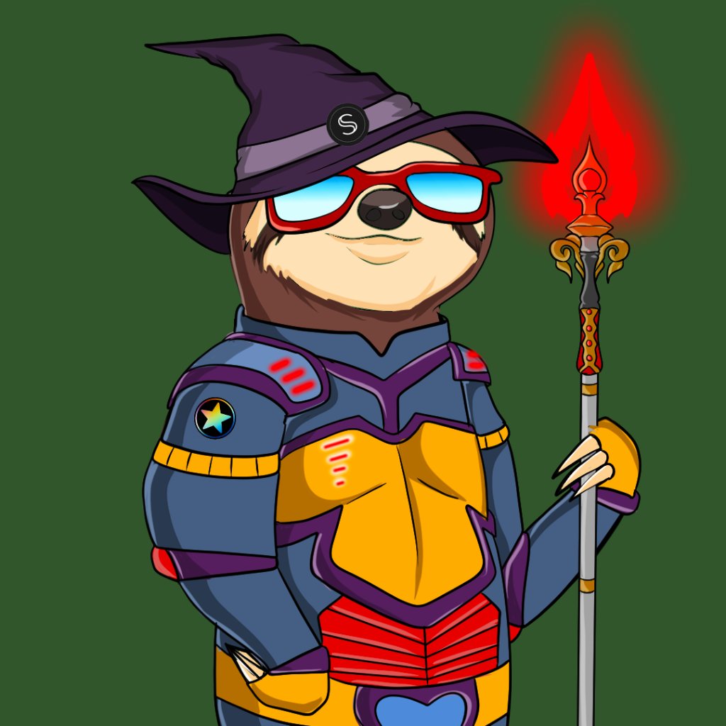$STARS sloth fire warrior. He is the security you need in your <a href="/StargazeZone/">Stargaze ✨🔭</a> portfolio to protect your precious NFT investments 🦥