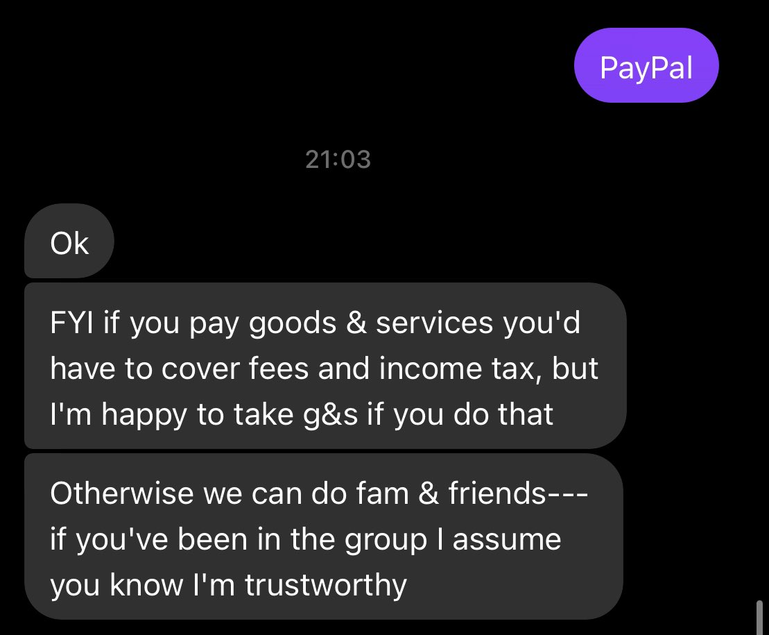 This is a new one from Facebook, seller wants me to cover the income tax he gets from the sale too….