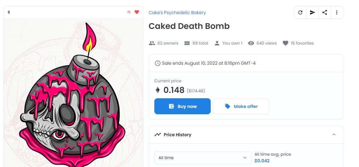 DrMilburn's tweet photo. In a matter of a few short hours, @CakeNygard dropped 69 #CakeBombs for 0.0420, they quickly sold out and floor go BOOM! #GetCaked @CakedApes #CakedWorld #CakedApes https://t.co/dtQ9mPE5BP