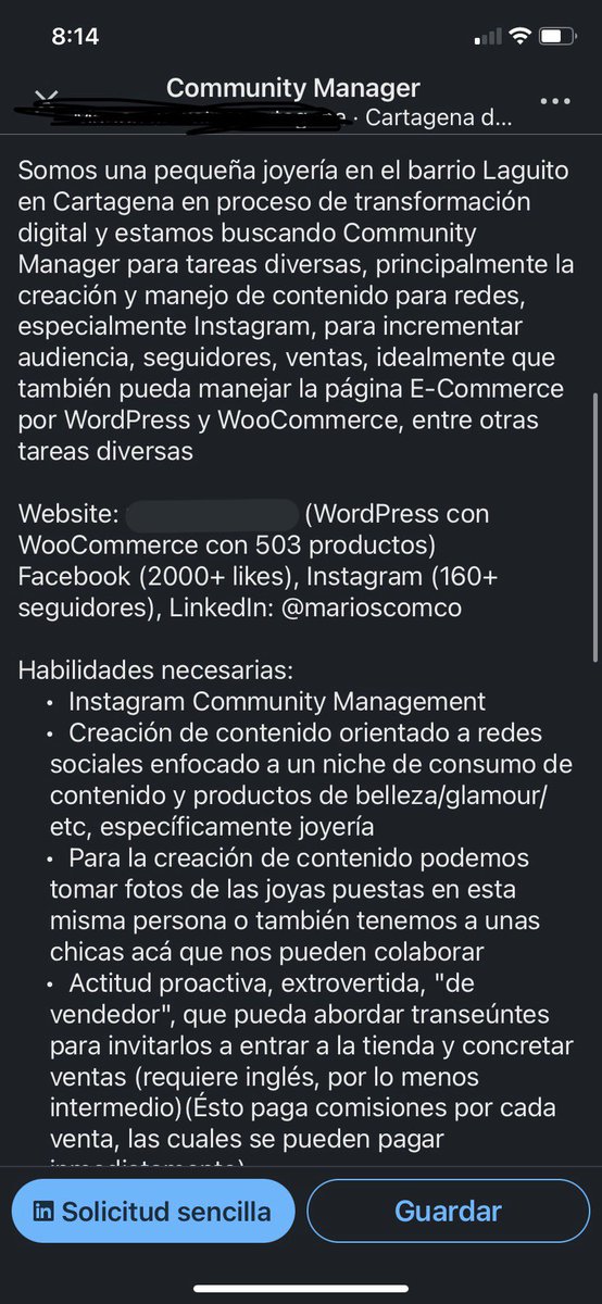 karollpinedam's tweet photo. Esto no es una oferta laboral, es una burla. Un CM no es un manager e-commerce, ni un fotógrafo, ni un trafficker o paid media specialist. 

Dejen la falta de respeto, por Dios. https://t.co/ogFaa85ATr