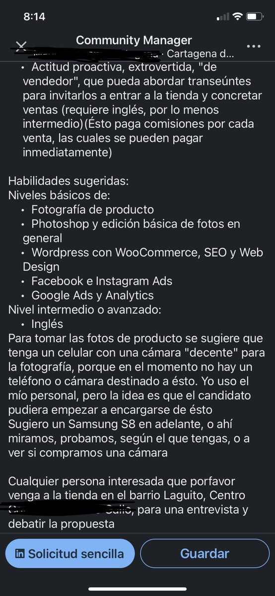 karollpinedam's tweet photo. Esto no es una oferta laboral, es una burla. Un CM no es un manager e-commerce, ni un fotógrafo, ni un trafficker o paid media specialist. 

Dejen la falta de respeto, por Dios. https://t.co/ogFaa85ATr