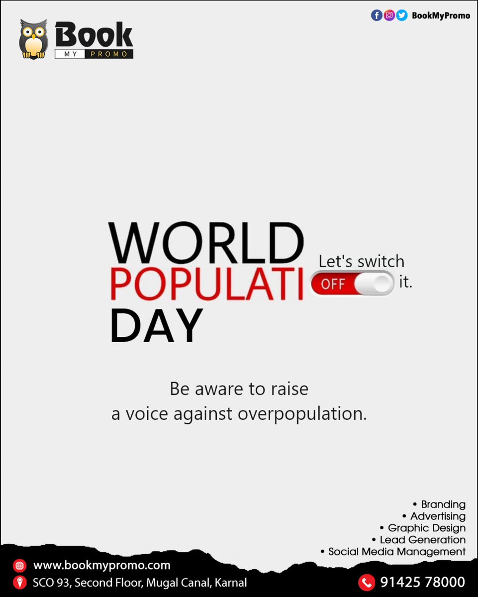 BookMyPromo's tweet photo. On #WorldPopulationDay, consider how human population affects global issues such as climate change, species decline, migration, and human rights. https://t.co/AP9CarV6W2