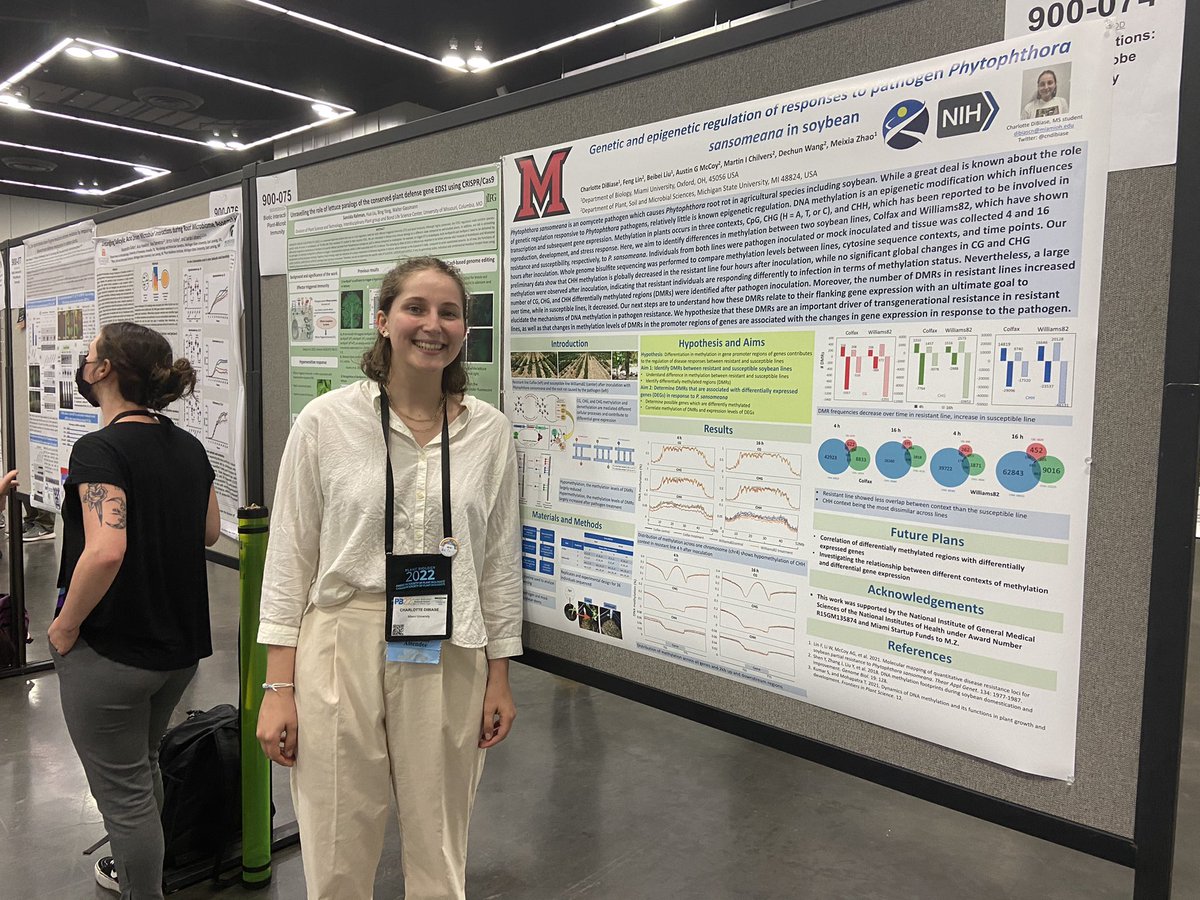 Sharing my MSc research at #PlantBio2022!!! Come swing by poster 900-074 to learn about epigenetic regulation in response in Phytophthora sansomeana in soybean!