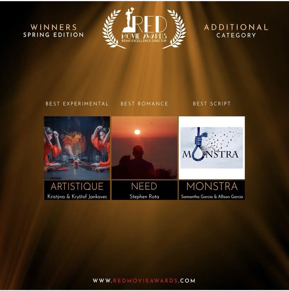 GarciaSisters_'s tweet image. Feeling super grateful thanks to @redmovieawards 🇫🇷 our pilot MONSTRA has won best script!
🎞🎞🎞🎞🎞
#horrorwriters #horrorscript #creators #womeninhorror
#horrorshowcase #screenplay #screenwriter #horrorpilotseries #monstra #seriespilot #redmovieawards #rma #monstra