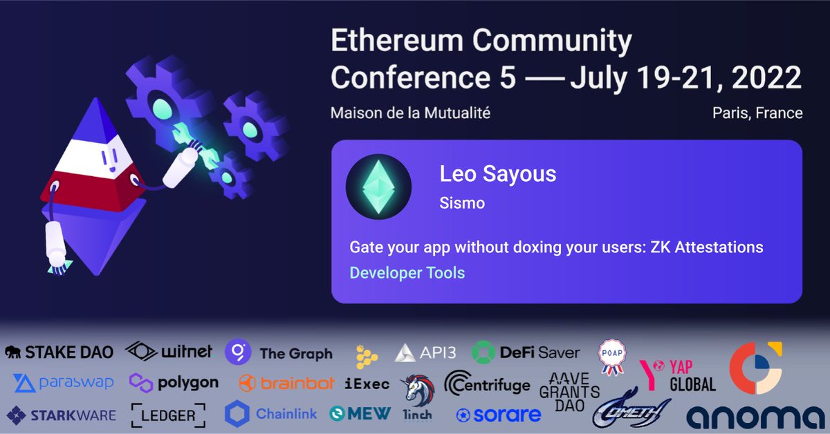 EthCC's tweet photo. 🎤 #EthCC Speakers 🎤

@leopoldsayous from @Sismo_eth will speak about "Gate your app without doxing your users: ZK Attestations"

💙🤍❤️ https://t.co/EfAcQ1bQhj