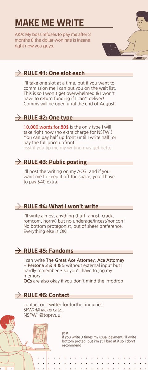 hackercatz_'s tweet image. hey guys i'm going to. temporarily open actually long and big scale commissions. if you are interested pls dm! 
for samples check here: archiveofourown.org/users/beherrsc…