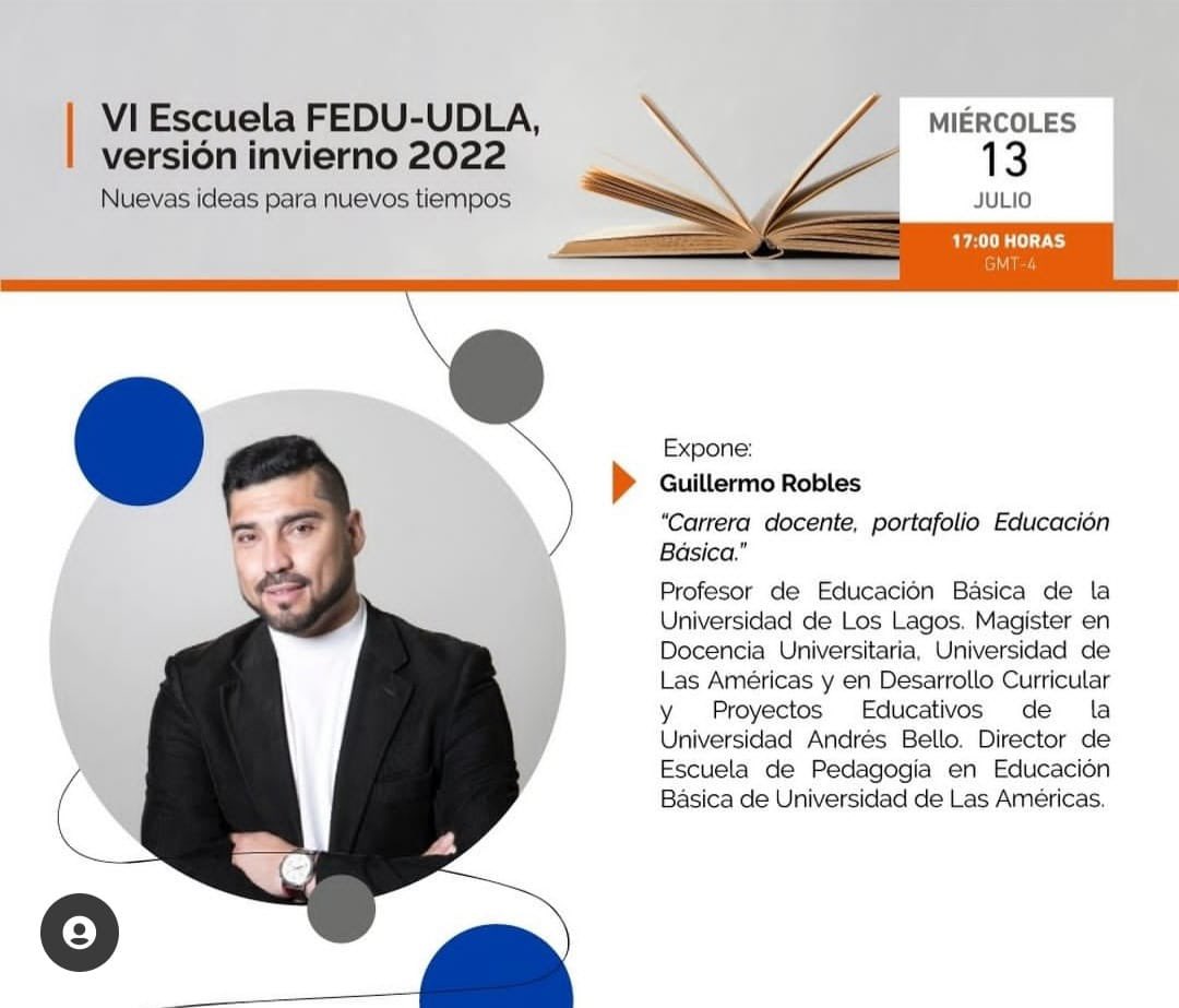 AnaHenriquez's tweet photo. Taller carrera docente Educación Básica, 13 julio, por @grobles37 Inscripción: https://t.co/hLOIjrqQUU
#UDLAChile @FeduUdla https://t.co/4zt2qj5YEH