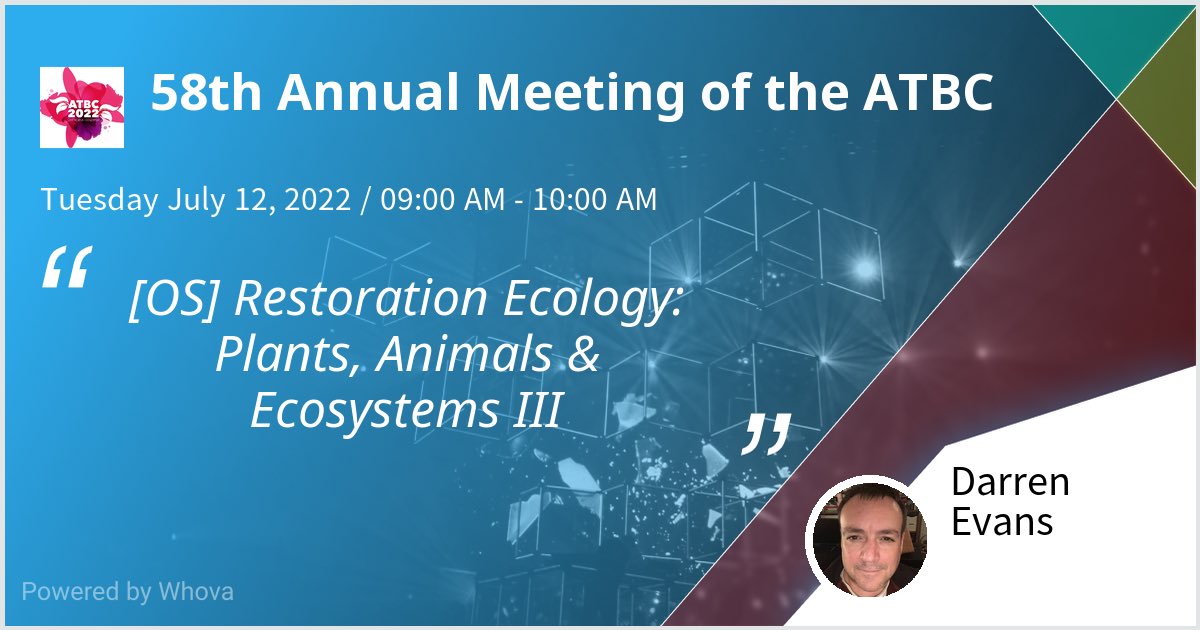 I am speaking at 58th Annual Meeting of the ATBC. Please check out my talk if you're attending the event! #atbc2022 #atbc #tropicalconservation #tropicalecology - via #Whova event app