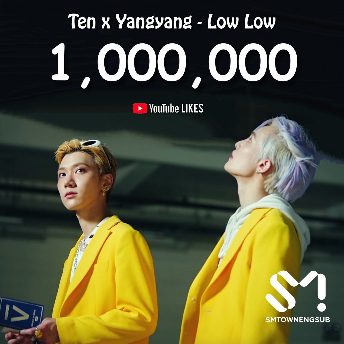 .@WayV_official Ten and Yangyang's 'Low Low' MV hits 1,000,000 likes on YouTube