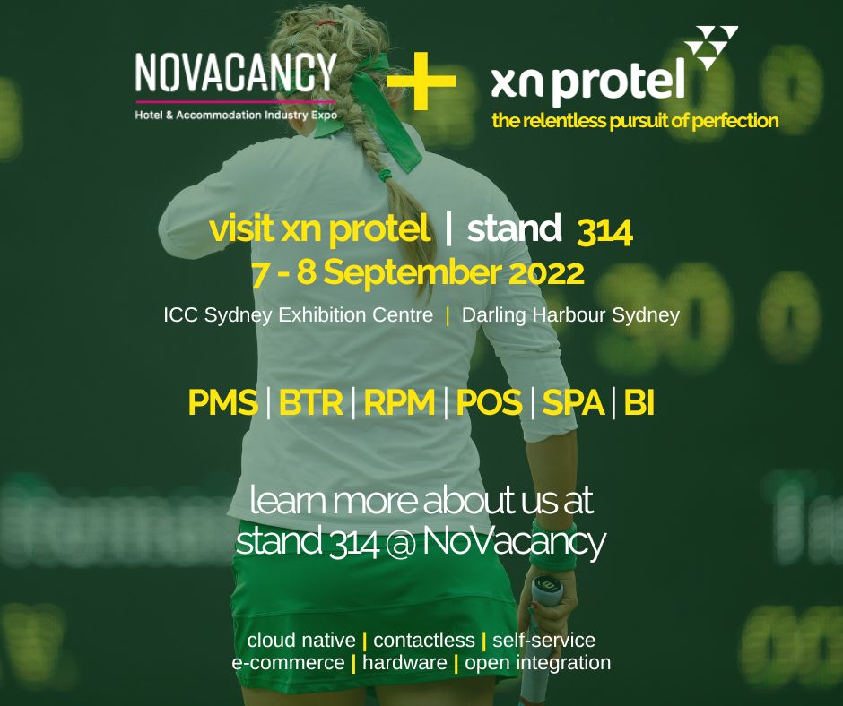 Come meet us at #NoVacancy2022 at the ICC Sydney Exhibition Centre, 7-8 September, on Stand 314. Learn why after 25 years of perfecting our technology stack, we've mastered PMS | POS | SPA | BI
#xnprotel #xnpos #protelfamily #xnposgo #xnbi