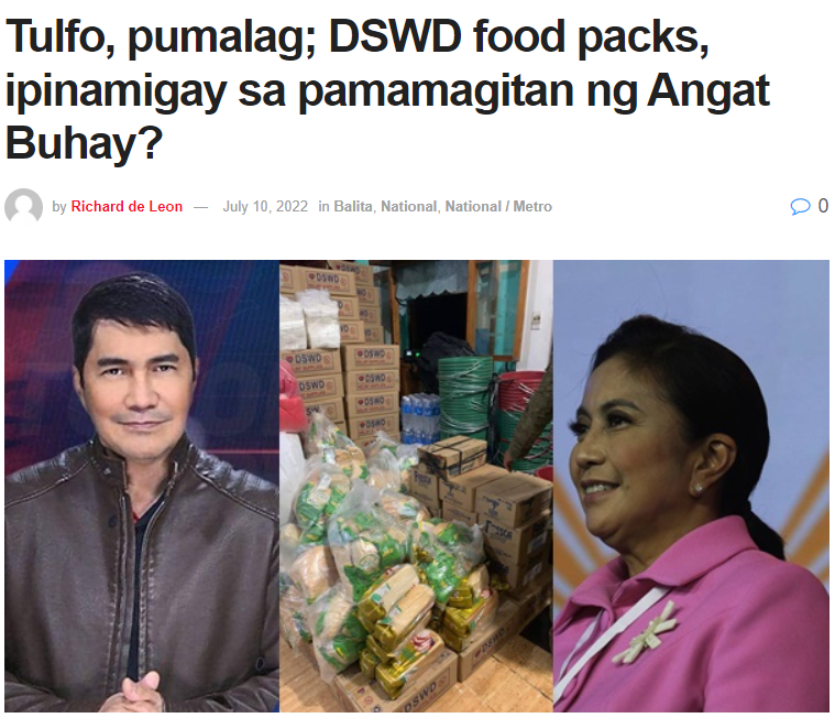 “HINDI PO NAMIMIGAY NG MGA FOOD PACKS AT IBA PANG RELIEF ITEMS ANG DSWD SA MGA NGO PARA IPAMIGAY SA MGA TAO DAHIL ITO PO AY LABAG SA BATAS.”