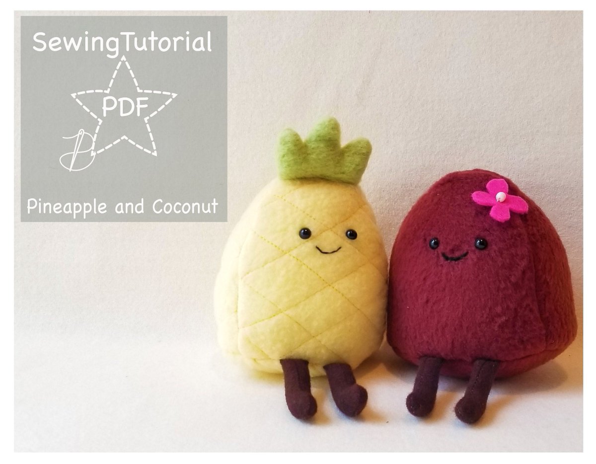 design_oco's tweet image. Excited to share the latest addition to my #etsy shop: PDF Pineapple and Coconut Pattern &amp;amp; Tutorial, Pineapple sewing Pattern, Coconut sewing Pattern, Stuffed Toy, Tropical Rag Doll. etsy.me/3uBJuLC #babyshower #dollhousesminiatures #stuffedtoysewing #sewingand