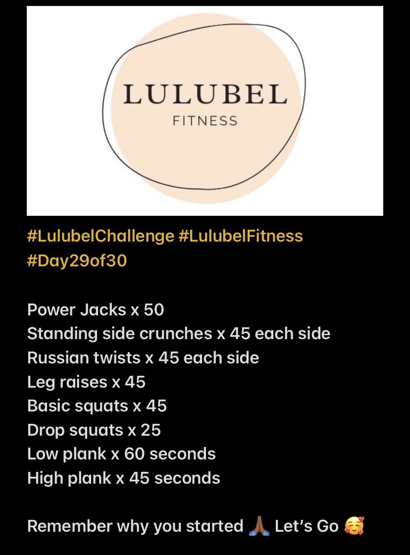 All progress takes place outside your comfort zone 🙏🏾💃🏾🏋🏾‍♀️💪🏽🤸🏿‍♀️

Let’s go💖

#LulubelChallenge
#RunningWithLulubel
#LulubelFitness
#Day29of30
#MondayMotivation 
#Team5am