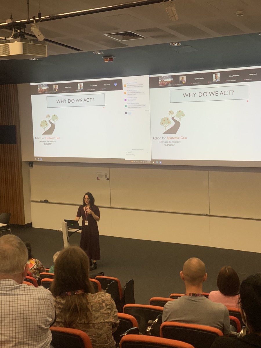 The second <a href="/ACNS_Official/">Australasian Cognitive Neuroscience Society</a> Emerging Career Researcher awardee <a href="/kelseyperrykkad/">Dr. Kelsey Perrykkad</a> speaking about agency inference as an epistemological foundation of action 🏃‍♀️