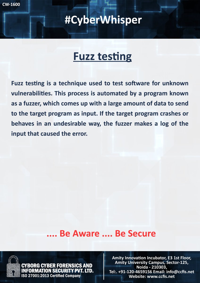 ccfis's tweet image. #CyberWhisper #CyberSecurity #FuzzTesting