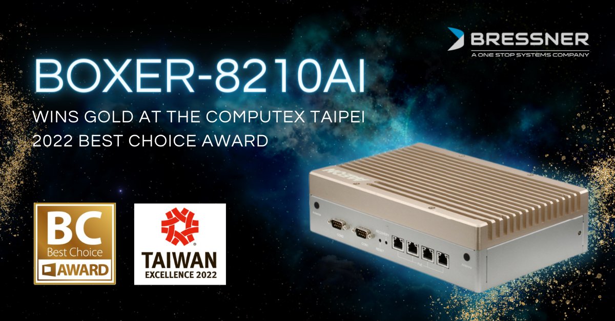 BRESSNER_Tech's tweet photo. The fanless embedded PC BOXER-8240AI by @AAEONEurope won its second award this year during the @computextaipei exhibition. 🏆🌟View full specs: https://t.co/Yp8h55Xw40
#boxer #boxer8240AI #edgeai #edgecomputing #embeddedcomputer #computex #awardwinner https://t.co/O70hI7XVgy