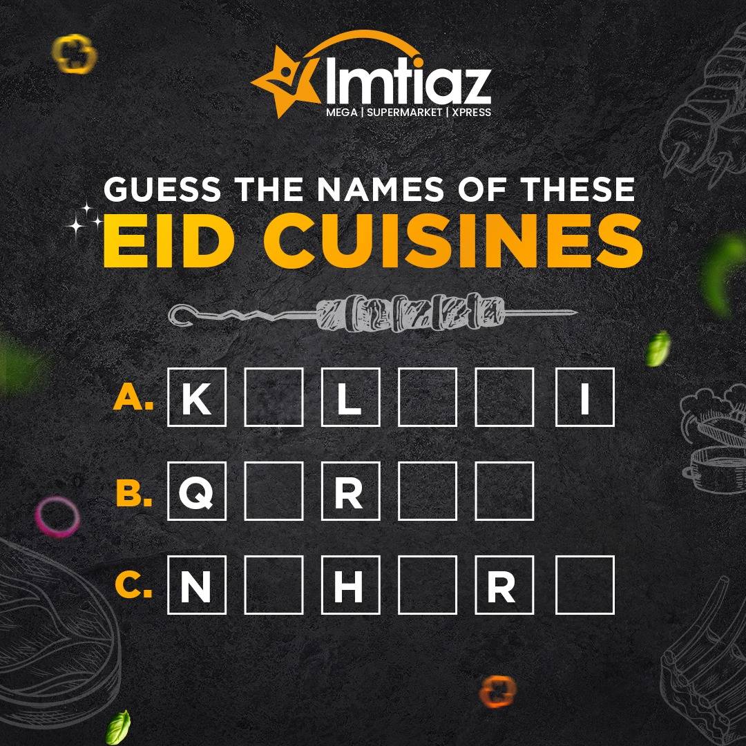 imtiazstores's tweet image. Eid ul Azha means lots of scrumptious and mouthwatering cuisines on your table! 🥘 So guess the names of these delicious meaty recipes &amp;amp; share your answers in the comment section below. 😃
#ImtiazStores #GuessTheNames