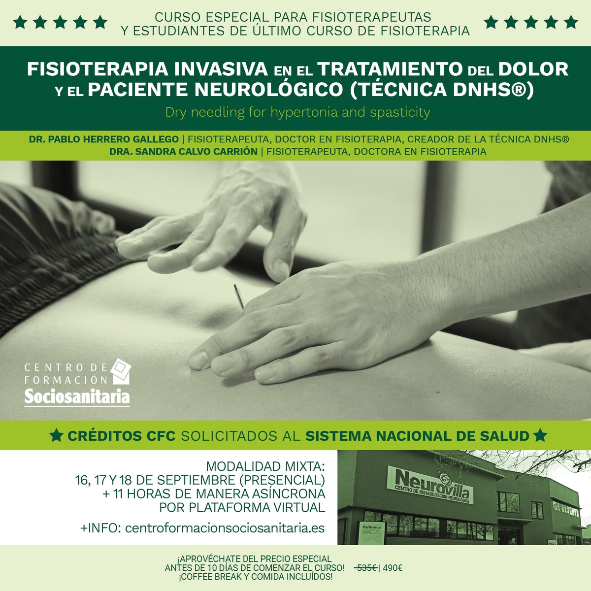 parkinsonvilla's tweet photo. Últimos días para apuntarte al curso de "Fisioterapia Invasiva en el Tratamiento del Dolor y el Paciente Neurológico (Técnica DNHS®) - Dry needling for hypertonia and spasticity", impartido por su creador, Pablo @PHerreroGallego #dnhs #fisioterapia https://t.co/rUTBznAdxc