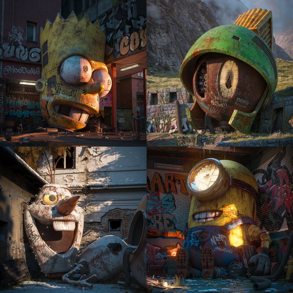studio_shm's tweet photo. Filip Hodas has been at it again, with more of his wonderful rusting discarded pop culture icons. https://t.co/qorA4bUH5N https://t.co/TMQDKeAXCj