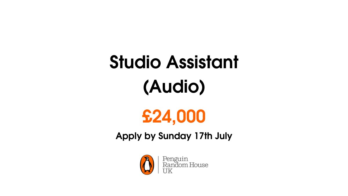 🐧📢 Rare opportunity in our Audiobooks studio! If you’ve got a passion for books, and audio production, we’d love to hear from you.

Please apply with your CV and cover letter addressed to Kate by Sunday 17th July.

Please find more info here: bit.ly/3nSHefj