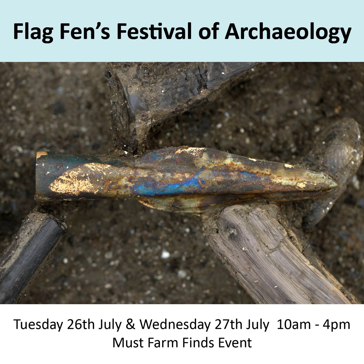 Then on Tuesday the 26th and Wednesday 27th of July, members of the <a href="/MustFarm/">Must Farm</a> team will be at Flag Fen with a selection of artefacts from the site. 
To book tickets for the talks and to find out more information, visit Flag Fen’s Events page here flagfen.org.uk/events 2/2
