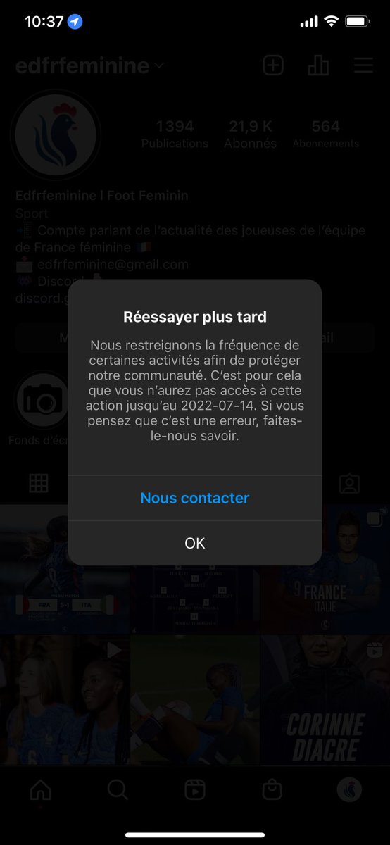 C’est la fin d’edfrfeminine sur insta pendant plusieurs jours. J’avais des publications prévues tous les jours. Ça fait des mois que je travaille dessus et je vais pas pouvoir les partager. J’ai le seum complet 😒