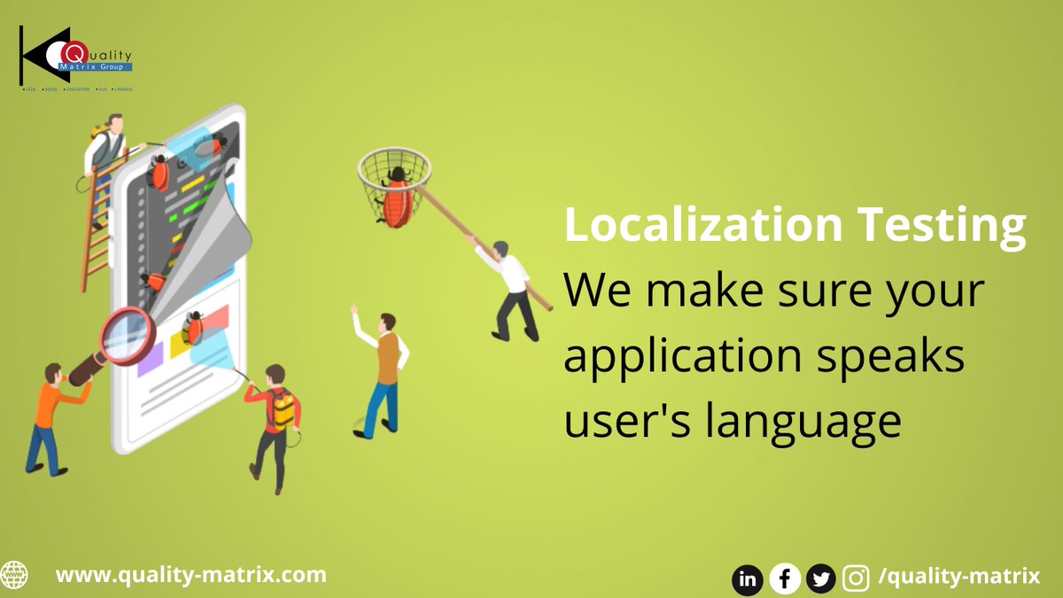 QualityMatrix's tweet image. @QualityMatrix 
Our Localization team assesses your software compliance with the linguistic and cultural specifics of your target audience and helps correct off-putting errors and inaccuracies.
quality-matrix.com
#localization #testing #LocalizationTesting