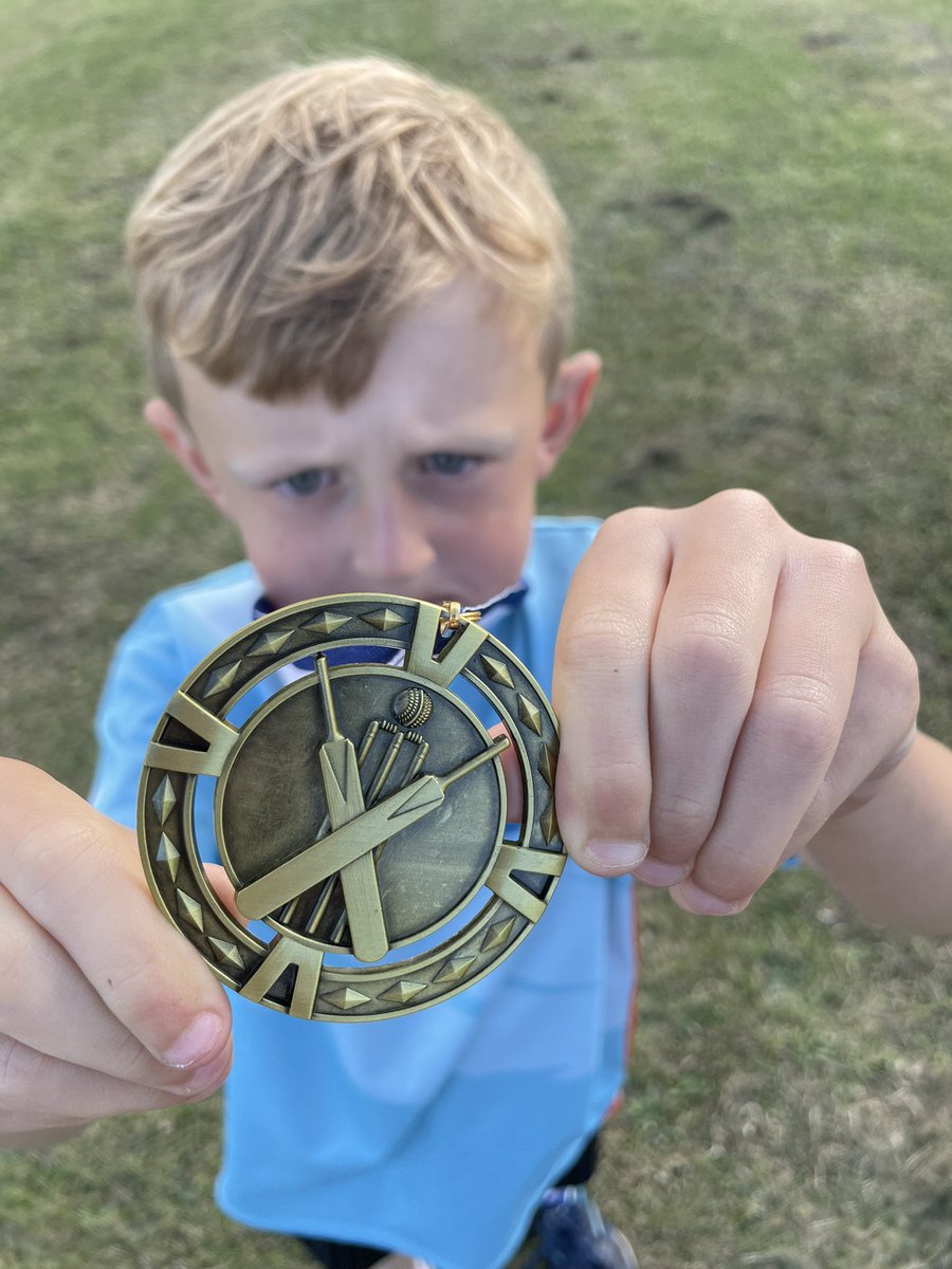 DowlingMichelle's tweet photo. Jacob was over the moon to receive his medal 🥇 for attending @allstarscricket Whitley Bay, he’s enjoyed every session and can’t wait to continue playing. @NYPSYr2Foxes @Newyorkprimary @dowlo100 https://t.co/hLNQS8xo8G