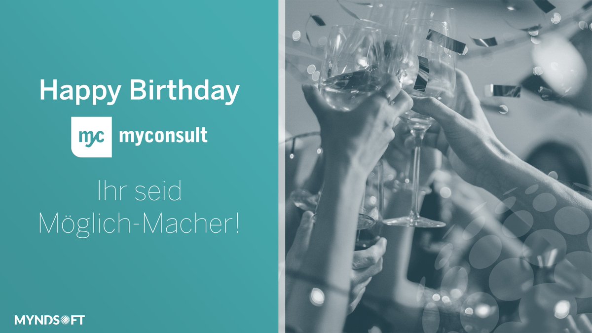 +++ Happy Birthday myconsult! +++

Als Tochterunternehmen der myconsult GmbH haben wir "möglich machen" direkt vor Ort gelernt, denn auch die drei Unternehmensgründer haben vor 19 Jahren einfach "möglich gemacht".

Heute sagen wir: HAPPY BIRTHDAY myconsult GmbH!