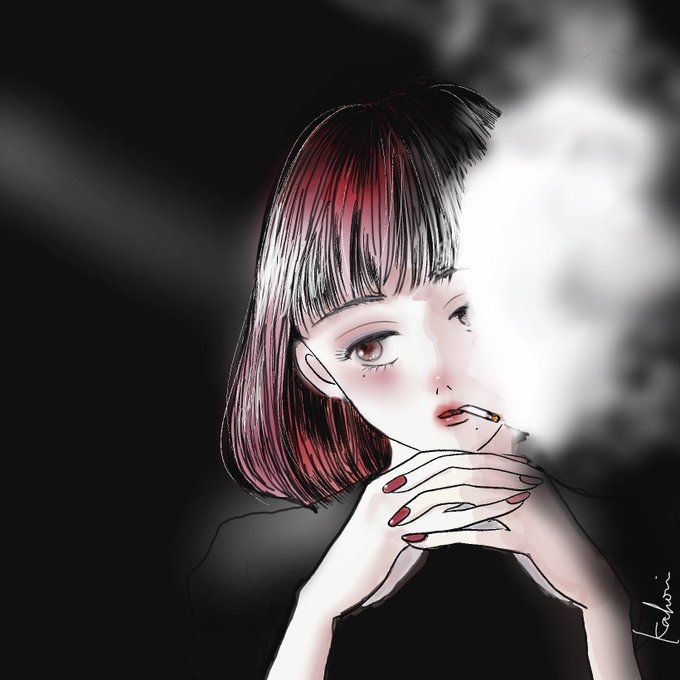タバコを吸う女の子のtwitterイラスト検索結果