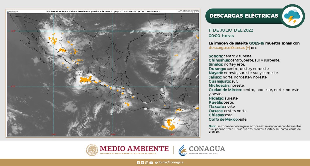 conagua_clima's tweet image. Zonas con #DescargasEléctricas en #México. 
Checa los detalles en el gráfico 👇